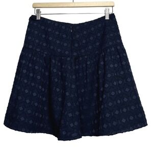 Ann Taylor Y2K Navy Blue Textured Diamond Clip Dot Tiered Mini Skirt Size 4